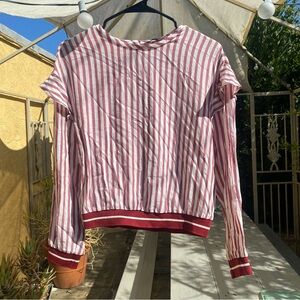 Bershka Striped Long Sleeve Top With Ruffles, S